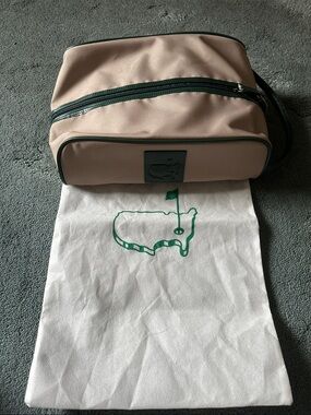 Masters Golf Augusta Green Tan Leather Shoe Bag With Dust Bag New W Tags RARE